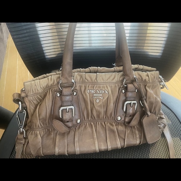 Authentic Prada Gaufre Leather Light brown 2 way - Picture 2 of 10